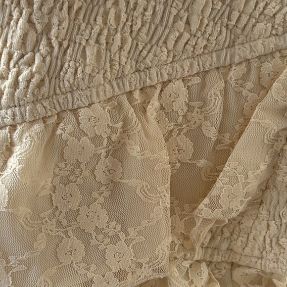 New Antique Cream Lace Ruched Fitted Elegant Women's Skirt - Picture 4 of 7